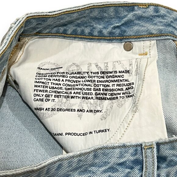 NWT GANNI Misy Cropped Relaxed Straight High Rise Jeans Size 28 Light Blue Stone - Picture 8 of 13